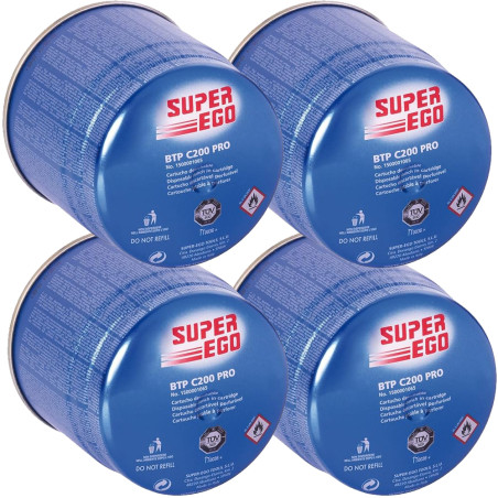 Set di Cartucce di gas butano SuperEgo 190 g per fornelli e bruciatori | Cartuccia di gas da campeggio C200