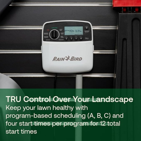 Controlador de Irrigação Interna Rain Bird TRU de 6 Zonas | Irrigação Automática de Jardim | Temporizador de Irrigação Elétrico