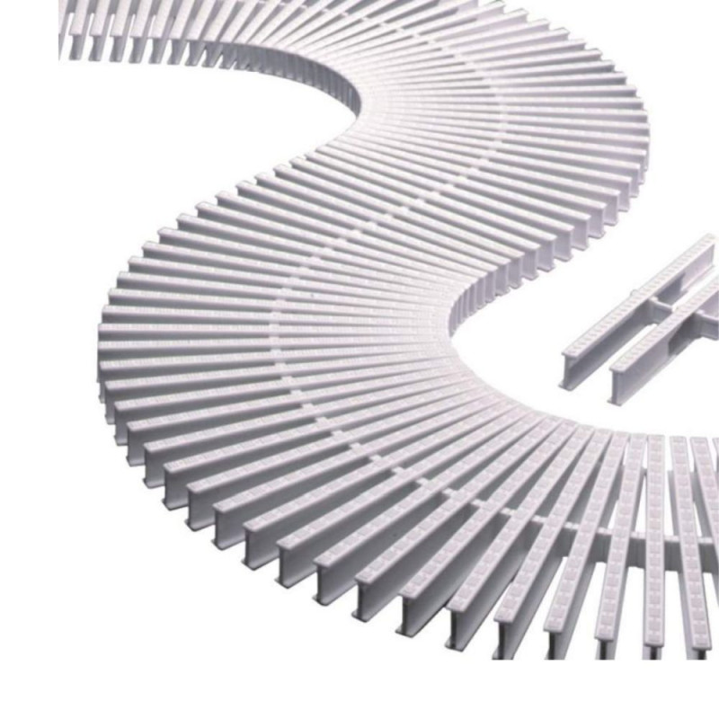 Modul mit 45 Rosten für gebogene Becken | 1 Meter, Höhe 22 mm, Breite 245 mm | Rost für Überlaufbecken