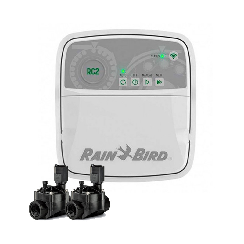 Rain Bird RC2 WLAN Bewässerungssteuerung für Innenbereich 4 Zonen | 2 Magnetventile 100HV 24V 1'' Rain Bird RC2 WLAN Bewässerungssteuerung für Innenbereich 4 Zonen | 2 Magnetventile 100HV 24V 1''