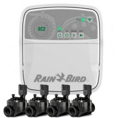 Programmatore di irrigazione Rain Bird RC2 Wi-Fi a 4 zone per interni + 4 elettrovalvole da 100 HV
