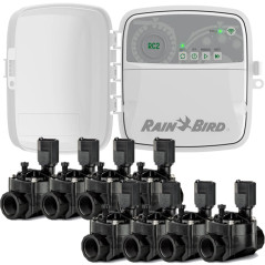 Rain Bird RC2 WLAN-Bewässerungssteuerung für den Außenbereich 8 Zonen | 8 Magnetventile 100HV 24V 1''