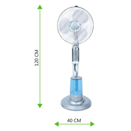 Ventilador nebulizador 3000W 25x25x40 cm - 3 velocidades 100W 40cm, 3,2 litros