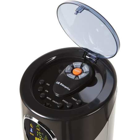 Ventilador de torre Orbegozo, 3 velocidades, controle remoto, temporizador, visor digital, 45 W