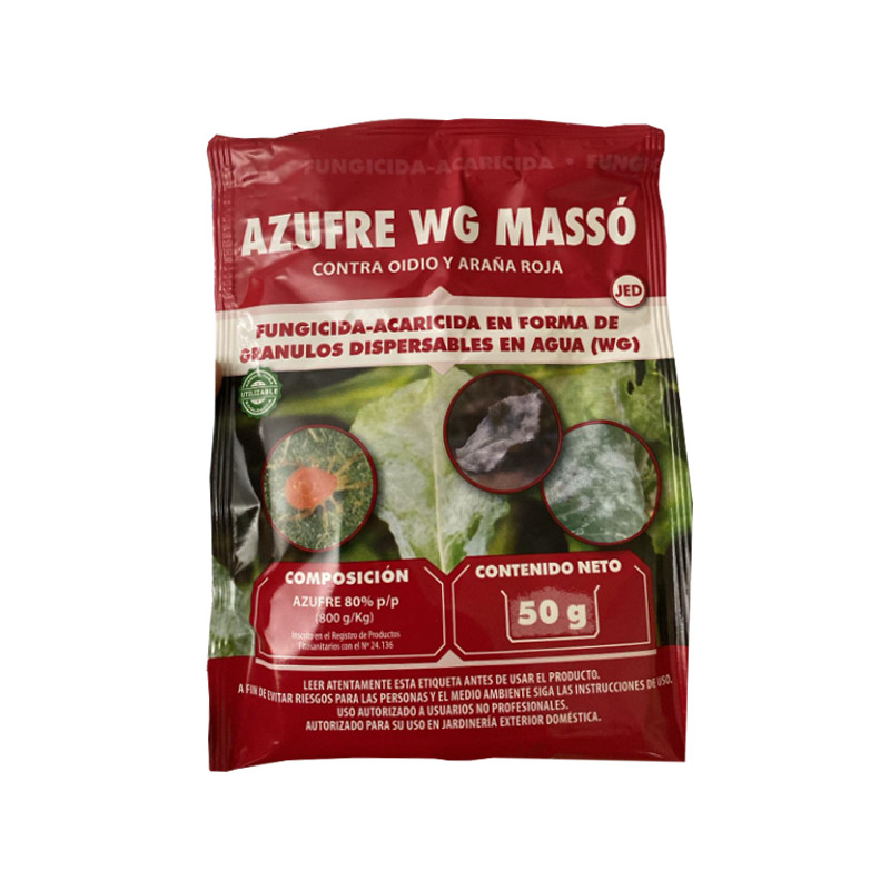 Fongicide au soufre WG Masso contre l'oïdium et les tétranyques 50 g | Granulés hydrodispersibles | Lutte antiparasitaire Fongicide au soufre WG Masso contre l'oïdium et les tétranyques 50 g | Granulés hydrodispersibles | Lutte antiparasitaire
