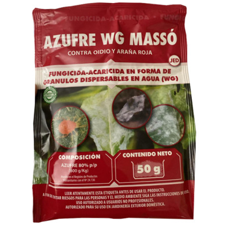 Fungicida Azufre WG Masso contra Oidio y Araña Roja 50gr