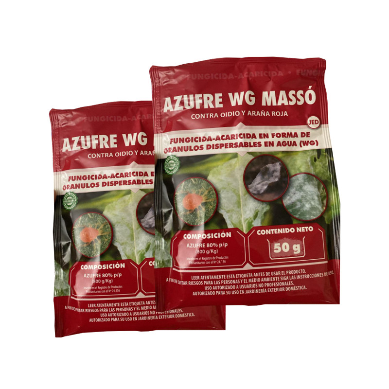 Fungicida Azufre WG Masso contra Oidio y Araña Roja 100gr | Granulos dispersables en Agua | Control de Plagas Fungicida Azufre WG Masso contra Oidio y Araña Roja 100gr | Granulos dispersables en Agua | Control de Plagas