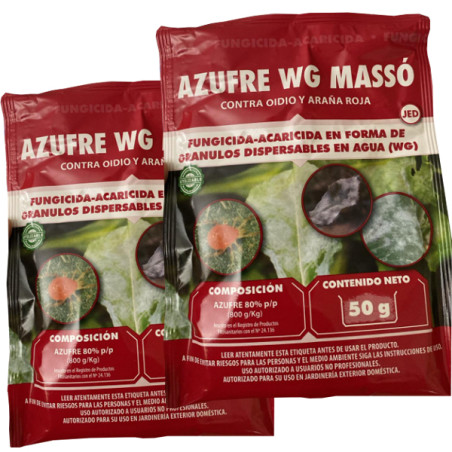 Fungicida allo zolfo WG Masso contro l'oidio e il ragnetto rosso 100 g