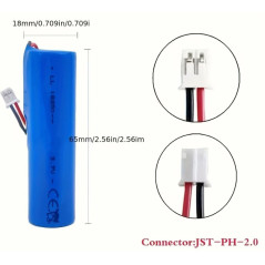 Bateria de Litio 1800mAh 3.7V 6.66Wh IMR18650 CE  | Batería de iones de litio con conector XH2,54/2P