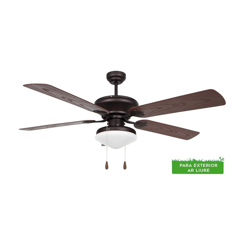 Orbegozo Deckenventilator für den Außenbereich mit Licht, 5 Flügeln, 60 W Leistung und 3 Geschwindigkeiten.  Orbegozo Deckenventilator für den Außenbereich mit Licht, 5 Flügeln, 60 W Leistung und 3 Geschwindigkeiten.