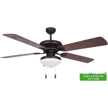 Ventilateur de plafond extérieur Orbegozo avec lumière, 5 pales, 60W et 3 vitesses, CP73132