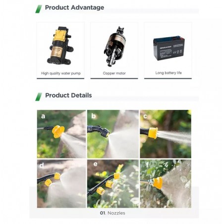 Pulvérisateur à pression électrique à dos 16 L | Pulvérisateur rechargeable