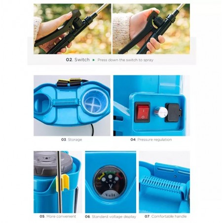 Pulverizador eléctrico de mochila a presión 16L | Sulfatador recargable