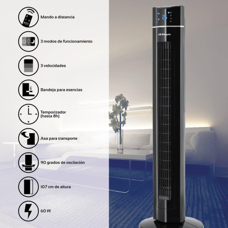 Orbegozo Ionic Turmventilator mit Fernbedienung, 60 W, LED-Frontplatte