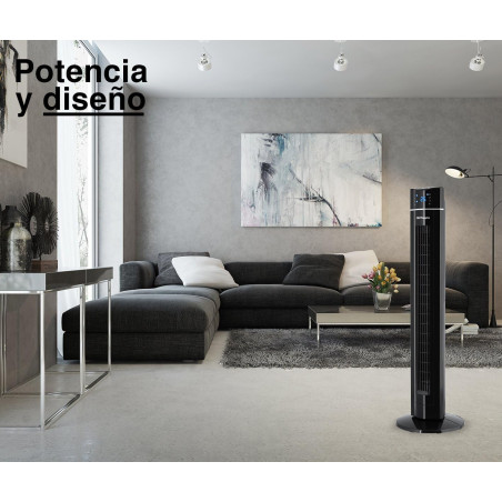 Ventilador de Torre Iónico Orbegozo con Mando a Distancia, 60W, Panel Frontal LED