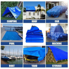 Tenda da sole blu rinforzata 4,8 x 7,9 metri 120 gr/m2 con occhielli