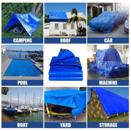 Tenda rinforzata blu 2 x 3 metri 90 gr/m2 con occhielli