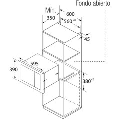 Orbegozo 800W, Micro-ondas embutido de 20L, Grill de 1000W, 9 níveis de operação, capacidade de 20 litros
