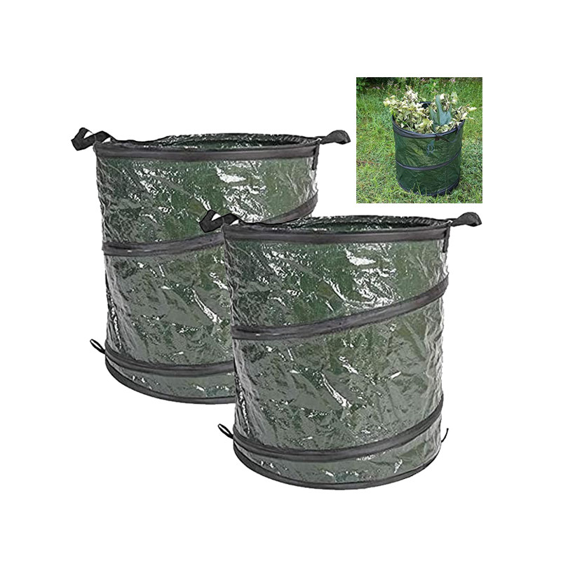 Lot de 2 Sac à déchets de jardin Autonome et pliable, Stable et robuste 46x47 cm, 115 litres