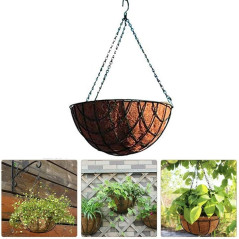 Pot de fleurs suspendu panier plantes coco avec chaîne 40 litres de volume 35 cm diamètre, marron