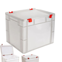 Caisse de Rangement Empilable Blanche 31L, 30x40x33,5 cm