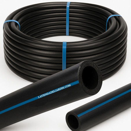 Tuyau polyéthylène alimentaire 25mm 6 bar 100m, basse densité bande bleu, Suinga