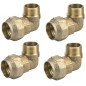 Conjunto de 4 cotovelos macho de latão 25 mm x 3/4" para tubo de polietileno de 25 mm | Conexão de latão | Certificado AENOR | C