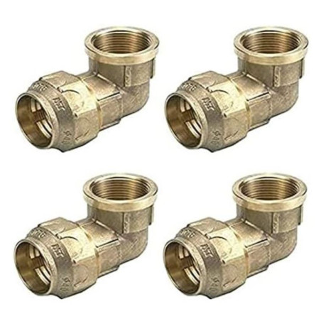 Set di 4 Gomito femmina in ottone 20 x 1/2'' per tubo in polietilene | Accessorio in ottone Aenor | Unione per Tubi Irrigazione
