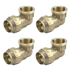Pack 4 Codo hembra Latón 25mm x 3/4'' para tubería de polietileno | Accesorio latón | Certificado Aenor | Codo rosca hembra