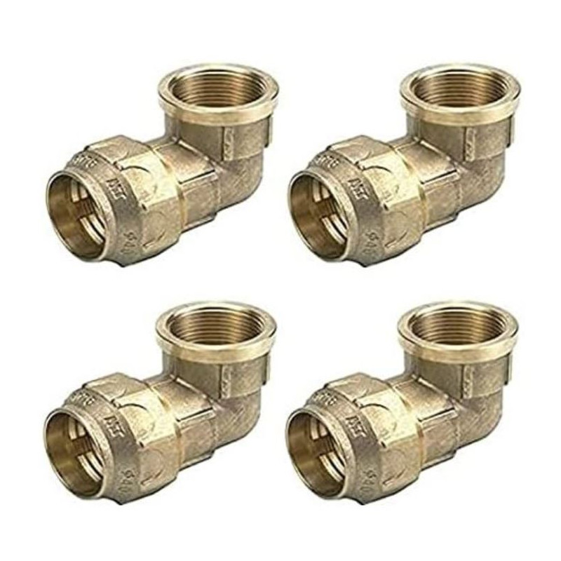 Pack 4 Codo hembra Latón 40mm x 1 1/4'' para tuberia polietileno 40 mm | Accesorio laton Certificado Aenor | Codo rosca hembra
