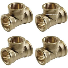 Pack 4 Te latón Hembra 2'' | Accesorio laton Aenor | Te rosca hembra 2'' | Unión Tubos Riego | Conector Latón Tubos