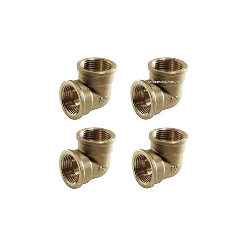 Lot de 4 Coude femelle en laiton 1 1/4'' | Accessoire en laiton Aenor | Coude filetage femelle 1 1/4'' | Union des tuyaux d'irri