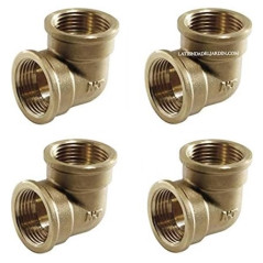 Pack 4 Codo latón Hembra 2'' | Accesorio laton Aenor | Codo rosca hembra 2'' | Unión Tubos Riego | Conector Latón Tubos