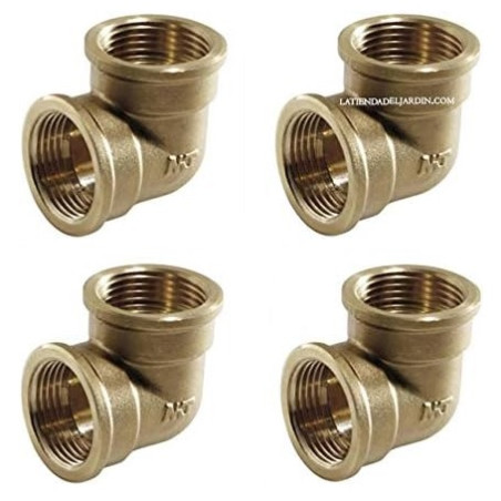 Lot de 4 Coude femelle en laiton 2'' | Accessoire en laiton Aenor | Coude fileté femelle 2'' | Union des tuyaux d'irrigation | C