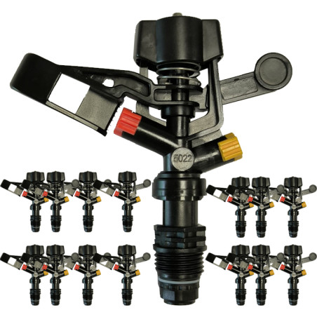 15 Stück Kreislandwirtschaft Sprinkler 1/2'', Reichweite 7-13 Meter, Durchfluss 0,76 bis 1,68 m³/Stunde