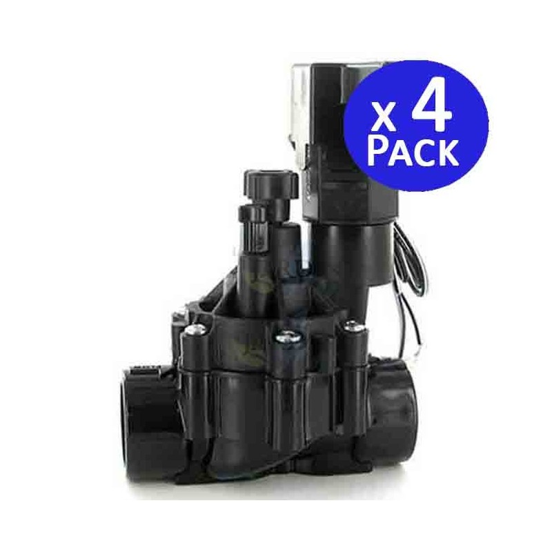 Lot de 4 Électrovanne d'arrosage Rain Bird 100DVF, 24V, 1'' avec régulateur de flux, pour les programmeurs électriques Lot de 4 Électrovanne d'arrosage Rain Bird 100DVF, 24V, 1'' avec régulateur de flux, pour les programmeurs électriques