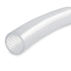 Tuyau en verre transparent (19x26mm, 50m), pvc, conduction 20º à + 60º de liquides, essence, diesel, eau, huile