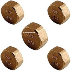 Pack 5 Tapón Latón hembra 1/2'' | Accesorio laton Aenor | Tapón de latón 1/2'' con rosca interior