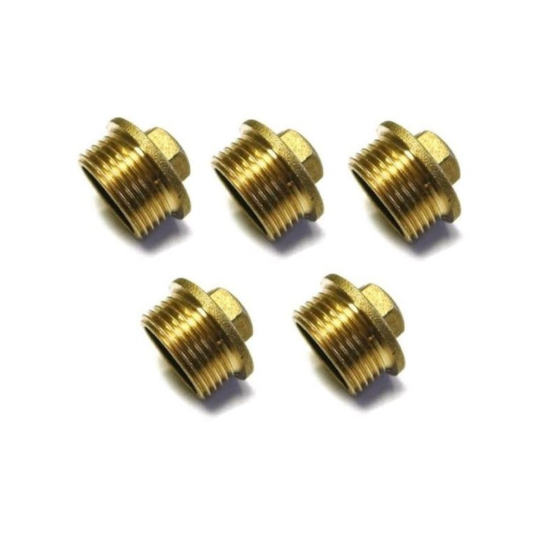 Pacote com 5 plugues machos de latão de 3/4" | Conexões de latão Aenor | Plugue de latão de 3/4" com rosca externa Pacote com 5 plugues machos de latão de 3/4" | Conexões de latão Aenor | Plugue de latão de 3/4" com rosca externa