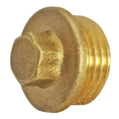 Pack 5 Tapón Latón macho 1/2'' | Accesorio latón Aenor | Tapón de latón 1/2'' con rosca exterior