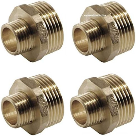 4 Stück Messing-Muffe 1 1/2'' x 1 1/4'' | Aenor Messingzubehör | Messing-Muffen mit Gewinde