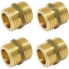 Lot de 4 Mamelon Laiton mâle 1 1/2'' | Accessoire en laiton Aenor | Bouchons filetés en laiton | Mâle Fileté en Laiton pour Air,