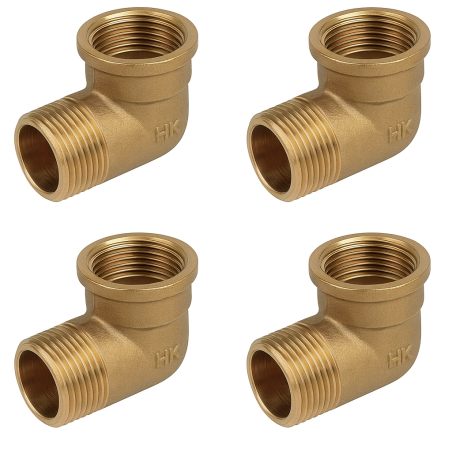 4 Stück Messingbogen 1 1/2'' Männlich-Weiblich | Aenor Messingzubehör | Gewindebogen 1 1/2'' | Messing Rohrverbinder
