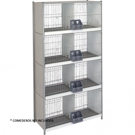 Galvanized sheet metal pigeon cage with 8 compartments and wire legs