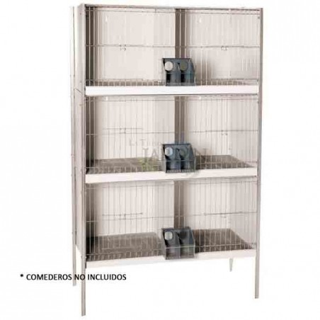 Gaiola para pombos em chapa galvanizada com 6 compartimentos | Com pernas, 100 x 45 x 169 cm