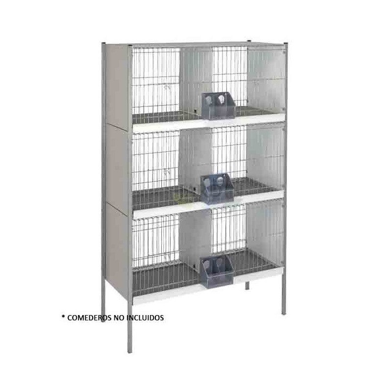 Cage à pigeons en tôle galvanisée 6 départements avec pattes, 100 x 45 x 169 cm