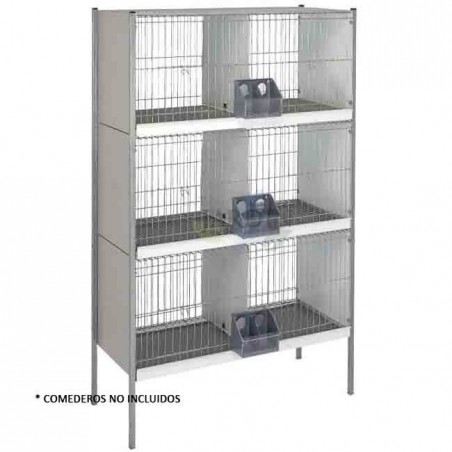 Gaiola para pombos em chapa galvanizada com 6 compartimentos e pernas