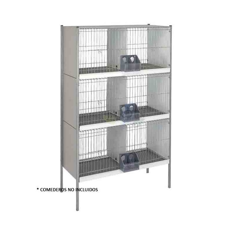 Galvanized sheet metal pigeon cage with 6 compartments and legs