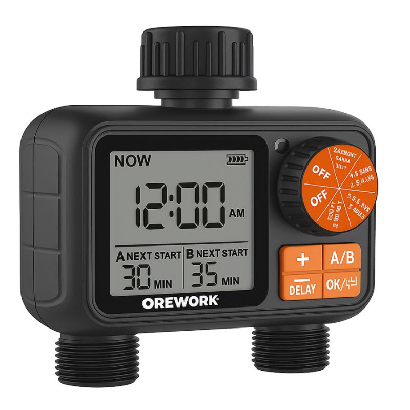 Timer per irrigazione Orework Pro-Dial | Timer digitale per rubinetto da giardino a 2 zone Timer per irrigazione Orework Pro-Dial | Timer digitale per rubinetto da giardino a 2 zone