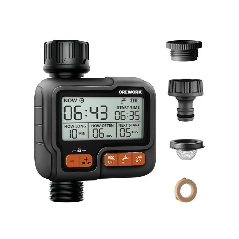 Programador de Irrigação Orework Total Control | Temporizador Digital de 1 Zona para Jardim